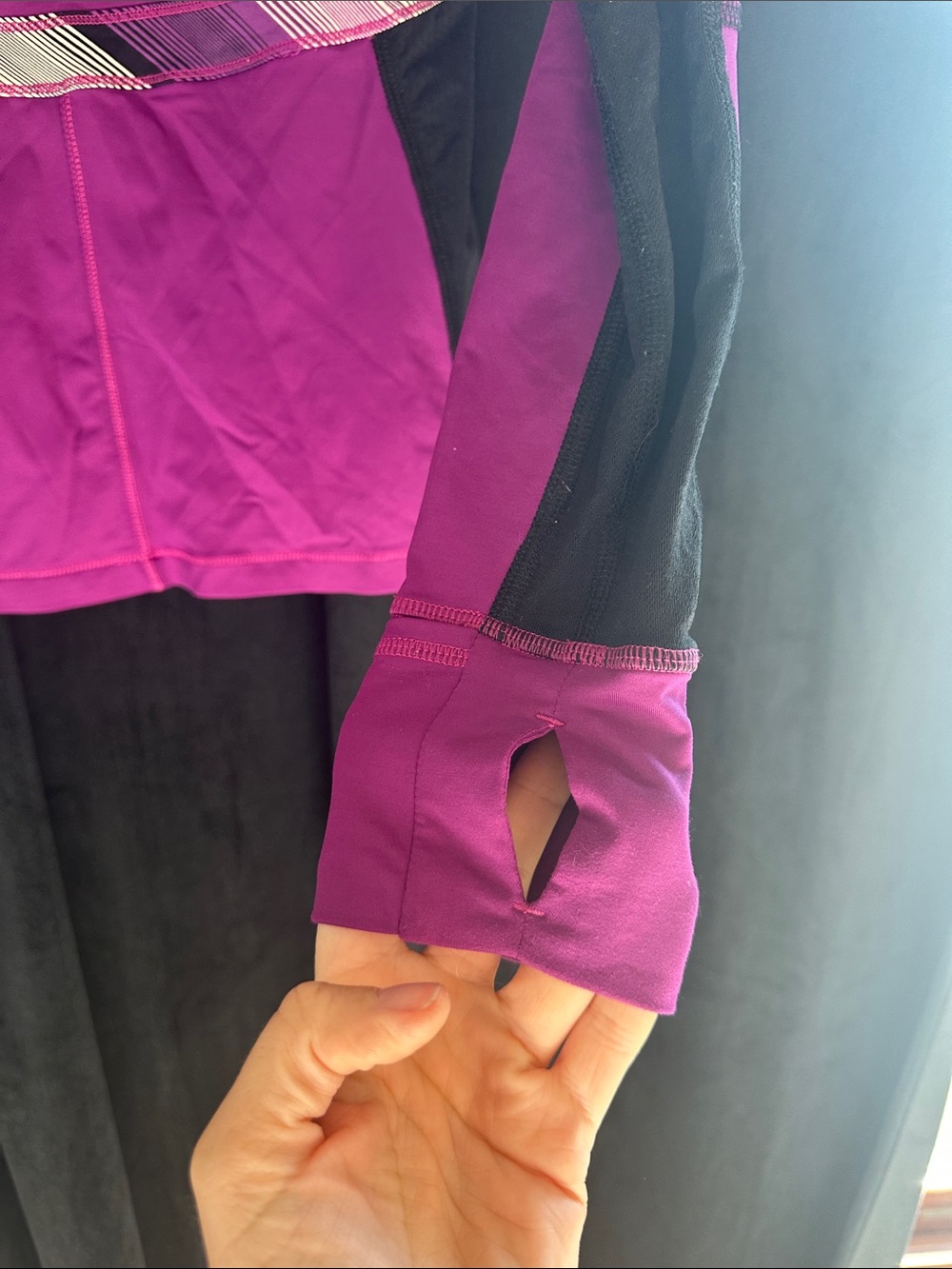 Magenta and Black Athletic Quarter-Zip Top - Picture 3 of 3